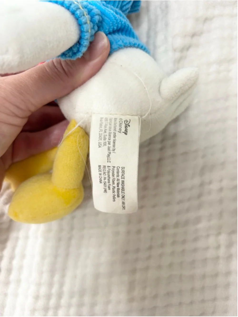Disney Donald Duck Stuffed Animal One Size White Blue 10”